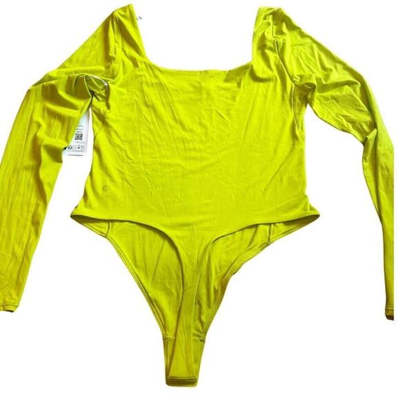 Wundermost Ultra-Soft Nulu Square-Neck Long-Sleeve Bodysuit | Lichen Lime - XS - Picture 2 of 13